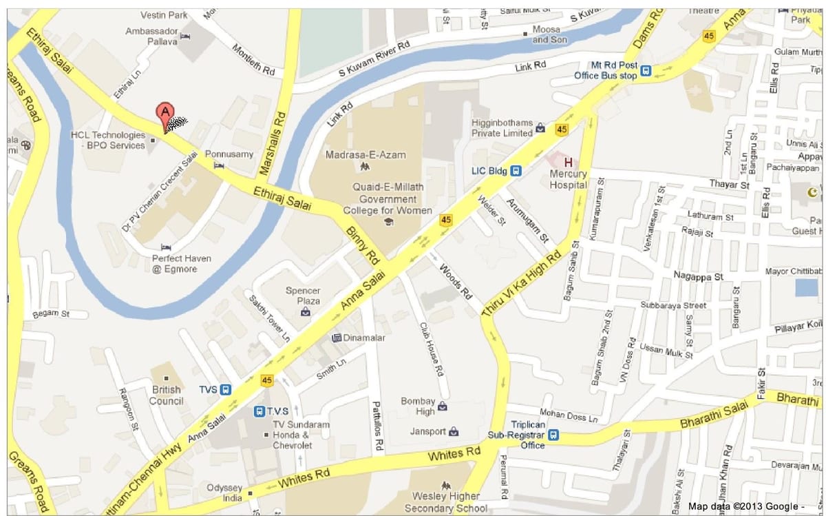 Anna Salai sa Chennai mapa