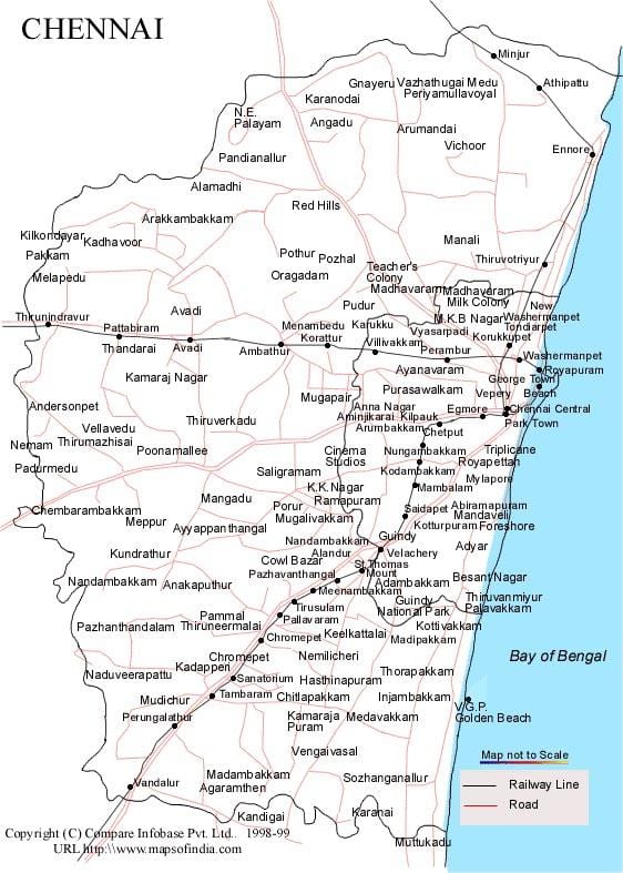 Chennai mapa na may mga direksyon