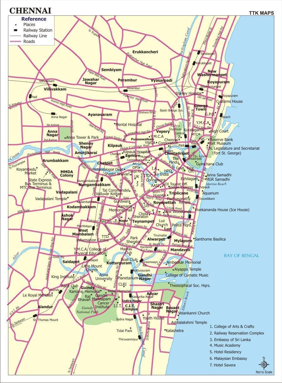 mapa ng kalsada ng lungsod Chennai