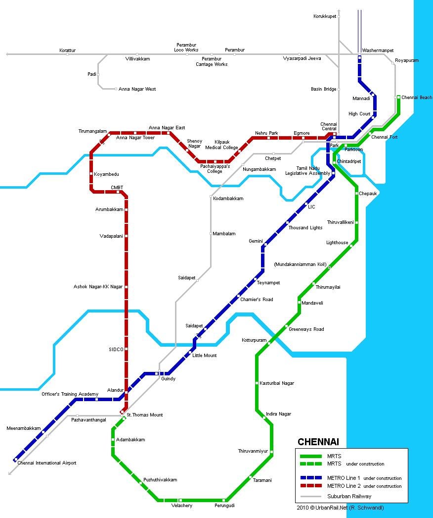 Chennai metro istasyon sa mapa