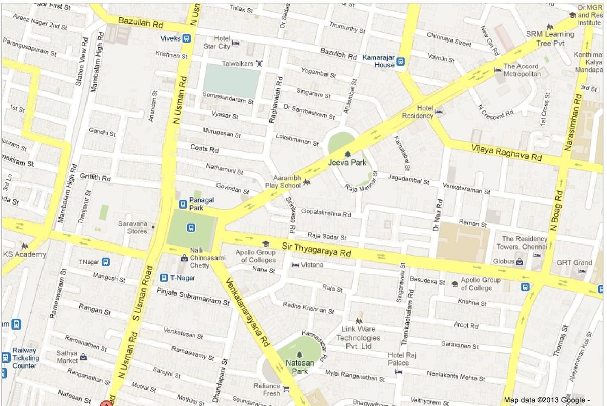 mapa ng Chennai t Nagar