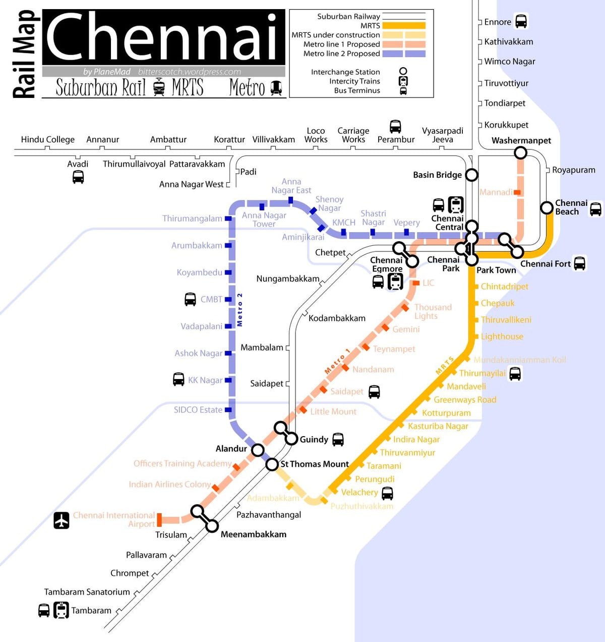 railway mapa ng Chennai