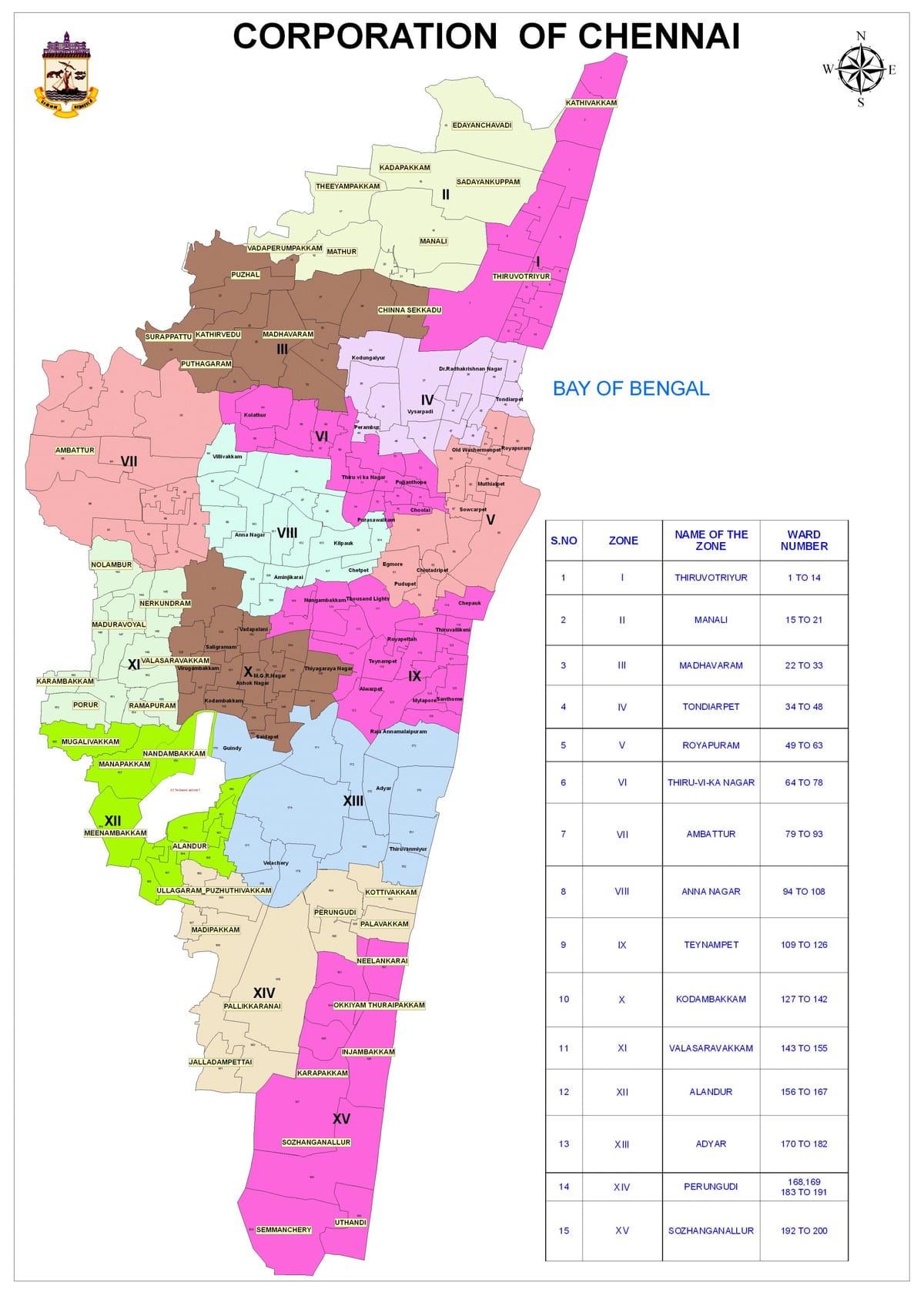 Chennai corporation ward mapa