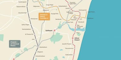 Metro rail Chennai mapa ang ruta ng phase 2