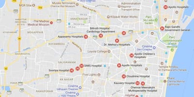 Mapa ng Chennai Ospital 
